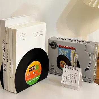 Винтажная виниловая подставка для компакт-дисков с высокой эстетической ценностью, вертикальное украшение рабочего стола студента, креативная пробка для хранения книг