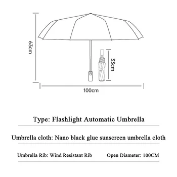 Высококачественная прочная деловая 10-кратная автоматическая сумка для творчества Bones, зонт-фонарик, зонт от дождя, три