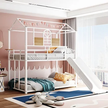Двойная металлическая двухъярусная кровать, металлическое спальное место с выдвижной кроватью, доступны три цвета