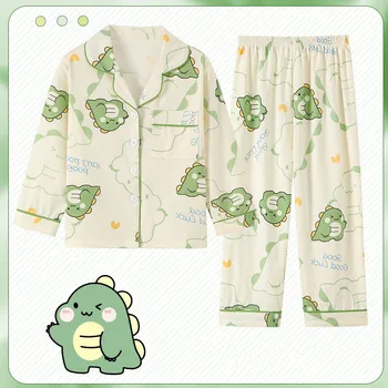 Детские пижамы, весенне-осенние пижамы для мальчиков с длинными рукавами, комплект детской одежды для подростков среднего и крупного размера