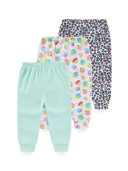 Детские штаны с рисунком Kiddiezoom, 3 упаковки, Длинные Брюки для мальчиков и девочек, хлопковая мягкая одежда для младенцев 0-24 м