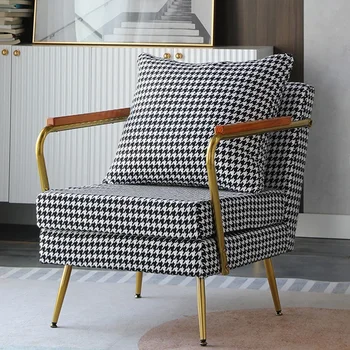 Дизайнерское кресло для отдыха, косметичка для спальни, Итальянское кресло Relax Gold, кресло из скандинавской кожи, Балкон, мебель для чтения
