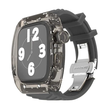 для Apple Watch Series 8 Ремешок 45 мм 7 6 5 4 SE 44 мм Силиконовый Браслет Кристально Чистый Прозрачный Чехол Бампер iWatch Correa