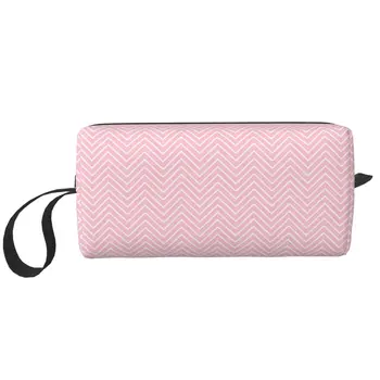 Дорожная Розовая сумка для туалетных принадлежностей в виде зигзага, Модный органайзер для косметики в богемном геометрическом стиле, сумки для хранения косметики, чехол для набора Dopp, коробка