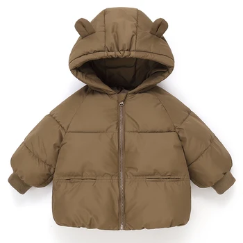 Зимняя одежда для маленьких девочек Корейская повседневная модная Теплая верхняя одежда с капюшоном для мальчиков, пальто для малышей, детская куртка для детской одежды BC501
