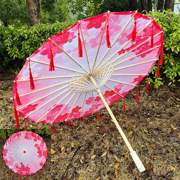 Зонт из масляной бумаги с кисточками, Китайский косплей, зонт Hanfu, фотография для выступлений в классическом стиле, украшение своими руками, танцевальная прогулка, шоу