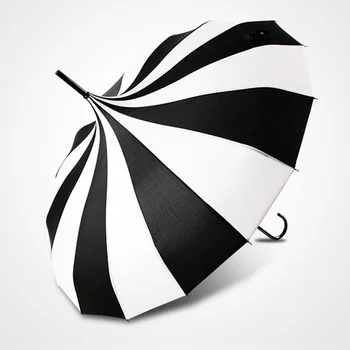 Зонт с длинной ручкой, Классический Полосатый 16-Килограммовый Большой Зонт, водонепроницаемый Зонтик, Подарочный Зонтик для Свадебной Фотосъемки