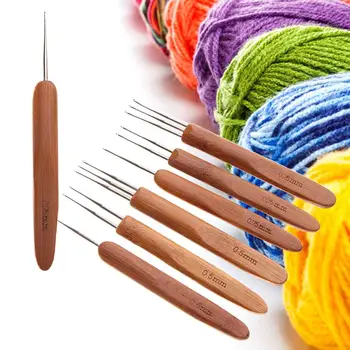 Инструменты для прически на голове Бамбуковая ручка для плетения волос для создания дредов Игла для вязания крючком Уход за оплеткой