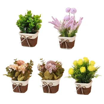 Искусственное растение в корзине, Красочные Букеты из искусственных цветов для столов и полок, декор для дома и офиса