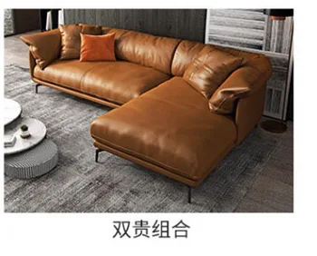 Итальянский минималистичный кожаный диван, комбинированный пуховик, супер мягкий кожаный диван для гостиной, современный простой диван из воловьей кожи