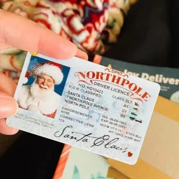 Карточка Санта-Клауса, водительские права в канун Рождества, креативный рождественский подарок для детей, рождественское украшение для детей