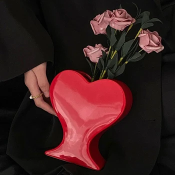 Керамическая ваза в форме сердца в скандинавском стиле, американский стиль, Романтическая любовь, Вазы для цветочных композиций, Ваза для украшения гостиной