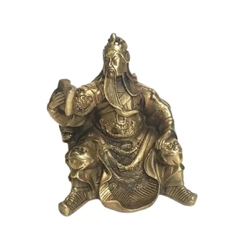 Коллекционная украшенная статуэтка ручной работы из латуни и бронзы Гуань гун гуань юй, семейное украшение, металлическая статуэтка ручной работы