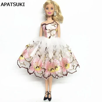 Костюм с цветком, цельное платье для куклы Барби 1/6, модное вечернее платье, одежда для кукол 1/6 BJD, Аксессуары, детские игрушки