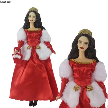 Красное большое платье для куклы Барби, вечерние платья принцессы, сумка для вечернего платья для куклы 1/6, модная одежда, детские игрушки, подарки своими руками