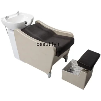 Кресло для мытья волос, парикмахерская, Специализированный парикмахерский салон, простой керамический Большой таз, наполовину смываемый кроватью