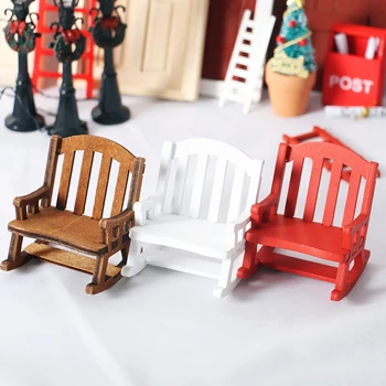 Кукольный Миниатюрный Деревянный Ретро-домик-качалка в европейском стиле, Мебель, Диван, модель кресла для кукол, Декор для гостиной своими руками