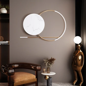 Легкая роскошь простой настенный металлический кулон, подвешенный на стене столовой, фоновое украшение стены гостиной