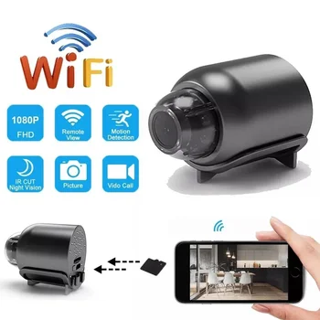 Мини-камера 1080P HD, Wi-Fi, портативная камера безопасности для умного дома, Камера ночного видения, Видеокамера обнаружения движения, Регистратор видеонаблюдения