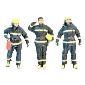 Миниатюрные фигурки пожарных 1: 64, коллекция ручной росписи, миниатюрные модели поездов, фигурки людей для декораций 