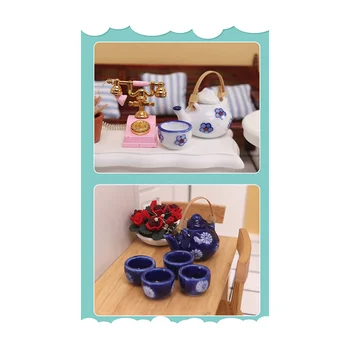 Миниатюрный набор чайных чашек в японском стиле 1: 12 /6шт Керамическая посуда, Чайник, Кухонные принадлежности Белого цвета
