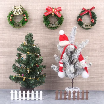 Миниатюрный Рождественский Венок для кукольного домика, мини-Подвесной Рождественский Венок, Рождественская елка, Гирлянда, стена, полоса травы, Аксессуары для декора своими руками