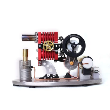 Модель генератора с двухцилиндровым двигателем Стирлинга, двухпоршневое коромысло со светодиодной лампой, индикатор напряжения, игрушка в подарок