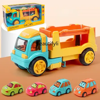 Модель игрушечной машинки zq, устойчивая к падению, 5 мальчиков 3 лет, 2 инженерных автомобиля, костюм для крупногабаритного контейнеровоза