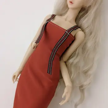 Модная Кукольная Одежда 60 см для 1/3 Куклы Bjd, Винно-Красное Ретро-Платье с Оборками, Игрушки для девочек 