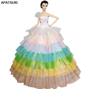 Модное кукольное платье Rainbow для куклы Барби, вечернее платье, свадебные платья, Одежда для кукол Барби, аксессуары для кукол 1/6 BJD