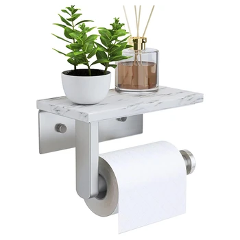 Мраморный держатель для туалетной бумаги с полкой, держатель для рулона туалетной бумаги, Настенное крепление для шкафа в ванной Комнате, Декоративное