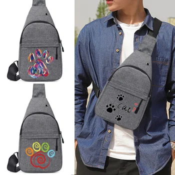 Мужская повседневная сумка через плечо Модный мужской рюкзак Высококачественный брендовый карман для телефона с отпечатками ног дорожная сумка через плечо на открытом воздухе