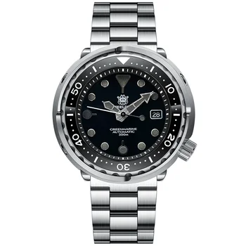 Мужские часы STEELDIVE SD1975T 2022 нового дизайна с черным циферблатом, суперсветящийся керамический безель 47,5 мм, 30ATM Tuna Can NH35 Automatic