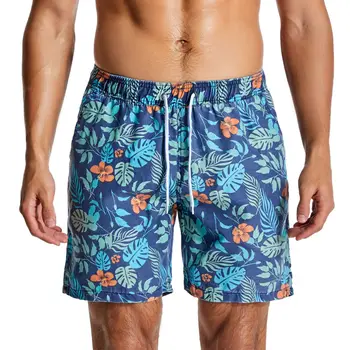Мужские эластичные свободные пляжные брюки с цветочным узором