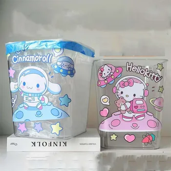 Мусорное ведро Sanrio Kawaii Hello Kitty С матовой текстурой Kuromi Многоцелевая печать Ведро для хранения Большой емкости Подарок