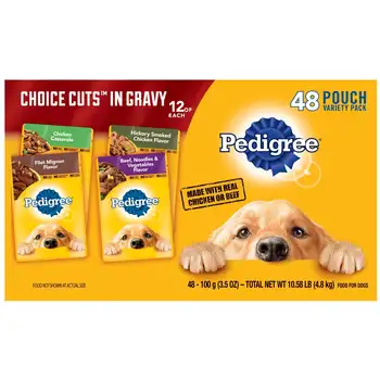 Набор для приготовления влажного корма для собак Pedigree Choice Cuts в пакетиках по 3,5 унции (48 упаковок) Набор для приготовления влажного корма для собак в пакетиках