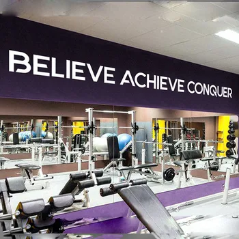Наклейка на стену для спортзала и офиса Believe Achievement Conquer С вдохновляющей Мотивационной цитатой, Наклейка на стену для фитнеса, упражнений для Кроссфита, Виниловый декор