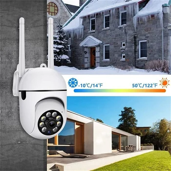 Наружные камеры видеонаблюдения с Wi-Fi частотой 2,4 ГГц для домашней безопасности, обзором 360 °, двусторонним звуком