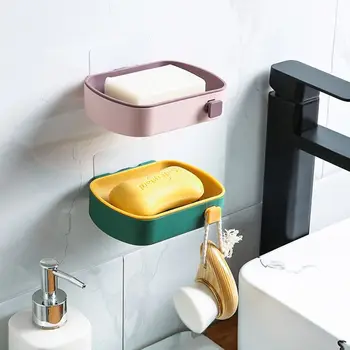 Настенная двухслойная мыльница, креативная самоклеящаяся мыльница без перфорации, Дренажный дренаж, водонепроницаемый держатель для мыла, кухня