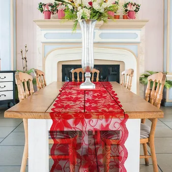 Новые европейские классические настольные флаги с красной розой на День Святого Валентина, выдолбленные Настольные флаги с атласной вышивкой, домашние обеденные столы