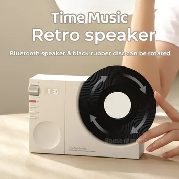 Новый ретро-рекордер Vinyl Time Bluetooth, моделирующий мини-звук, домашние беспроводные часы, динамики, портативное воспроизведение музыки на открытом воздухе