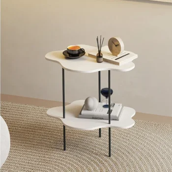 Облачный столик Маленький журнальный столик из двухслойной современной сетки красного цвета, креативный маленький прикроватный столик специальной формы