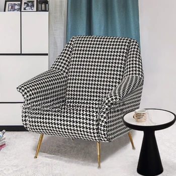 Одноместный диван в скандинавском стиле, роскошные металлические ножки American light, кресло для приема гостей Instagram style studio, одноместный диван thousand bird grid