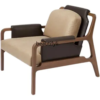 Одноместный диван для отдыха из массива дерева Современный минималистичный Гостиничный Образец мебели для офиса продаж и переговоров