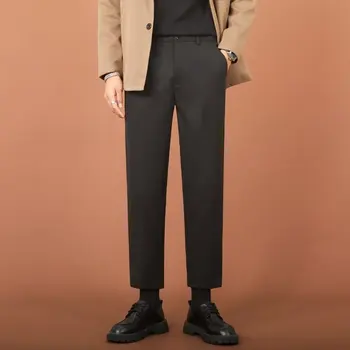 Однотонные Мужские широкие костюмные брюки 2024, Новые модные Классические брюки, Корейские повседневные брюки, Большие размеры, винтажная мужская одежда F243