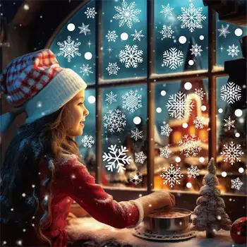 Окно для Мебели Праздничные Наклейки На Окно в виде Снежинки 6 шт. компл. для Стеклянной Двери Камина Рождественская Электростатическая Пленка для Дома