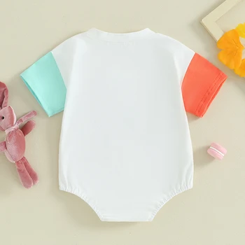 Пасхальный наряд для маленьких мальчиков и девочек, футболка с вышивкой Hunny Bunny, комбинезон с коротким рукавом, боди с круглым вырезом.
