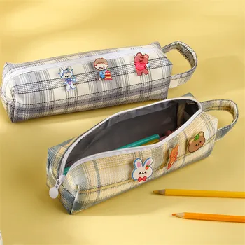 Пеналы Estuches Escolares, японские канцелярские принадлежности и школьные принадлежности для офиса, Милая клетчатая коробка, школьный набор для девочек-карандашей