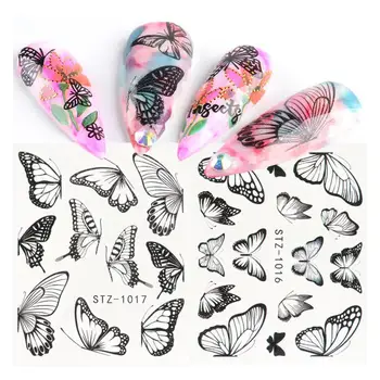 Переводные наклейки для ногтей с изображением бабочки для маникюра
