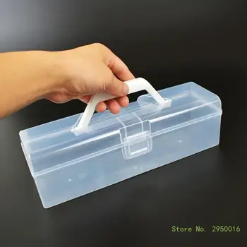 Переносной прозрачный контейнер для хранения художественных кистей, инструментов и принадлежностей для рукоделия Большой контейнер для организации школьных принадлежностей